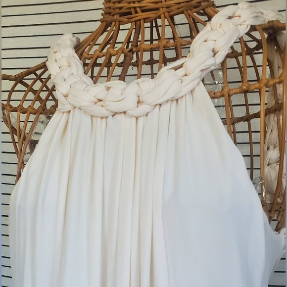 BCBG MAXAZRIA RUNWAY SILK  IVORY GOWN - DRESS BOHOBEACH WEDDING - Picture 4 of 9